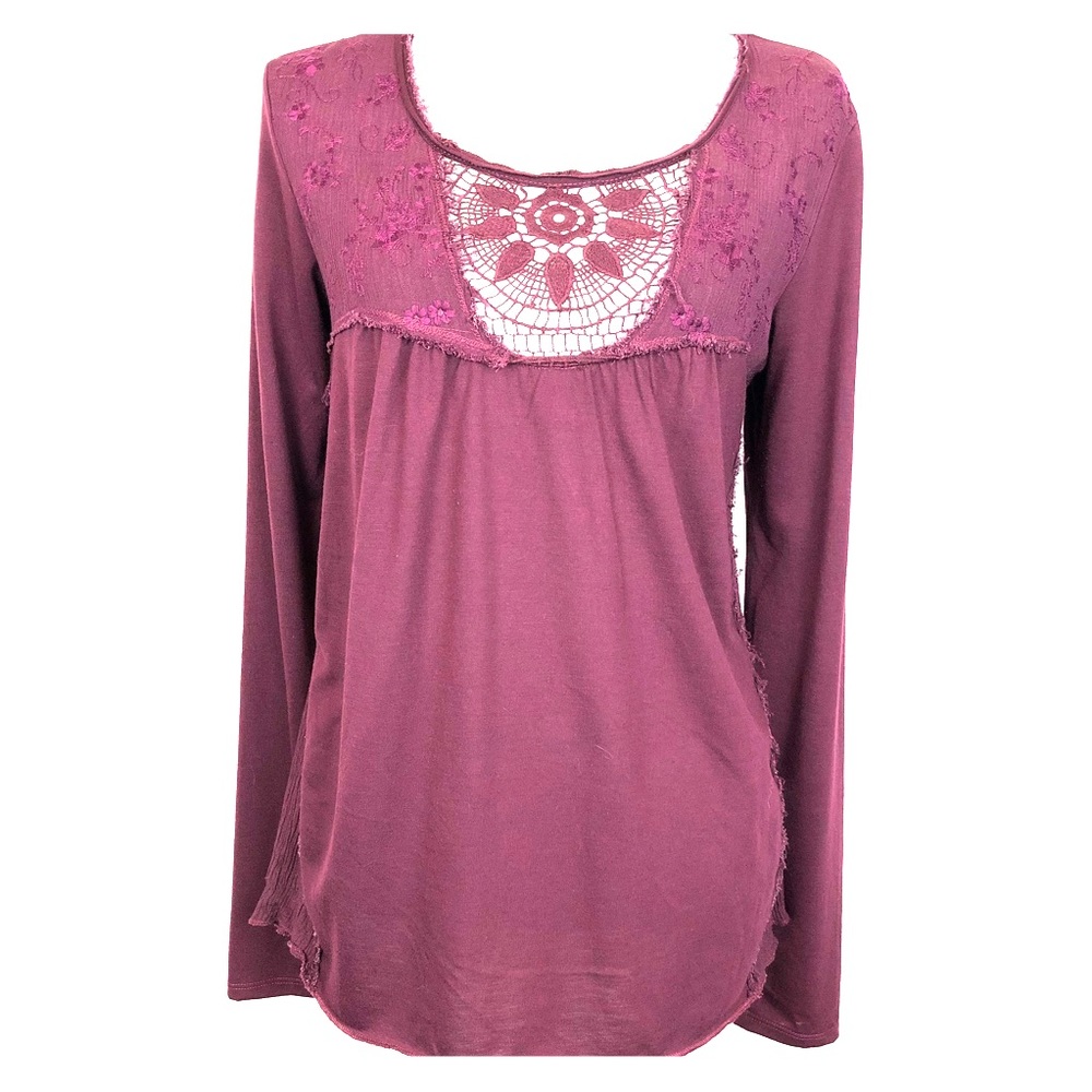 ♧Love on Tap Long Sleeve Maroon Size Large Top